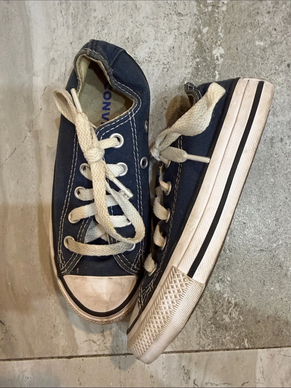 Converse Navy and Cream Low-Top Kids Sneakers
